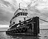 Moored tugboat, Staten Island, New York City, New York, USA