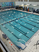 Indoor swimming pool, high angle view, McBurney YMCA, New York City, New York, USA, 