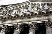 New York Stock Exchange, low angle exterior view detail, Financial District, New York City, New York, USA