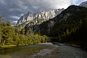 Austria,Styria,ENNSTAL Alps,the Enns river runs at the bottom of the limestone range of the Grosser Odstein 2335m