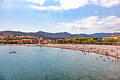 Banyuls-sur-Mer - 21 July 2019: Seaside of Banyuls-sur-Mer,Pyrenees-Orientales,Catalonia,Languedoc-Roussillon,France