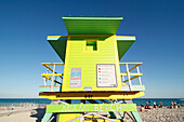 USA. Florida. Miami. Miami Strand. South Beach. Der Strand. Hilfsstation.