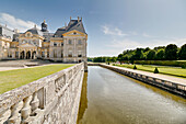 France. Seine et Marne. Castle of Vaux le Vicomte. View of the northern facade and the moat.