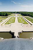 France. Seine et Marne. Castle of Vaux le Vicomte. View of the gardens from the dome.