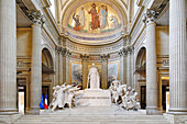 France. Paris. 5th district. The pantheon. Sculpture The National Convention,by Francois Leon Sicard. Painting Christ showing to the angel of France the destinies of his people,by Antoine Auguste Ernest Hebert,above.