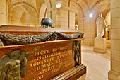 France. Paris. 5th district. The Pantheon. The crypt. Tomb of Jean-Jacques Rousseau.In the background the tomb of Voltaire.