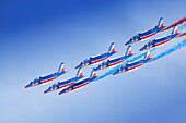 France. Seine et Marne. Melun. Air show 2021. Aerial acrobatics demonstration by the Patrouille de France.