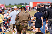 France. Seine et Marne. Melun. Airshow 2021. Military patrolling among the crowd (Vigipirate plan).
