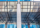 Grand Paris (Greater Paris),La Defense office district,reflections of the glass of a building on the Esplanade