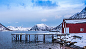 Norway,city of Tromso,Island of Senja,fishing port at the end of a fjord