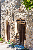 Frankreich,Occitanie,Quercy,Lot,Dorf Montvalent,Details einer Fassade eines Hauses im Renaissance-Stil