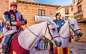 Spanien,Rioja,Mittelalterliche Tage von Briones (Fest von nationalem touristischem Interesse),zwei Ritter auf ihren Pferden