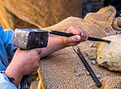 Spain,Rioja,Medieval Days of Briones (festival declared of national tourist interest),stone-cutting