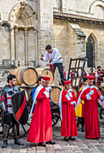 France,Gironde,Saint Emilion,Celebrations of the 20th anniversary of the inscription on UNESCO's World Heritage List,ceremony of the marking of barrels by the Jurade
