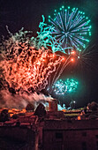 France,Gironde,Saint Emilion,Celebration of the 20th years anniversary of the inscription to the UNESCO World Heritage,pyrotechnics show above the city