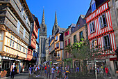 France,Brittany,Finistere department (29),Quimper,Kereon street and cathedral