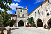 France,Nouvelle Aquitaine,Lot et Garonne department (47),Monflanquin,medieval village,arcades square