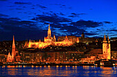 Europe,Hungary,Budapest. Danube river and 3 churches