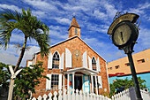 Caribbean,Sint Maarten,View of Methodist Church on Front Street,Philipsburg. Philipsburg