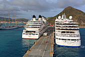Caribbean,Sint Maarten,cruise ships in harbour. Philipsburg