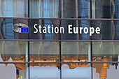Europa,Belgien,Brüssel,Europäisches Parlament. Bahnhof Europa, alter Bahnhof in Informationszentrum umgewandelt