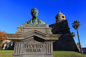 Sao Miguel Island,Azores,Portugal. Ponta Delgada. Sao Bras Fortress. eophilo Braga statue