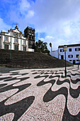 Sao Miguel Island,Azores,Portugal. Ribeira Grande. calcada portuguesa. Igreja Matriz de Nossa Senhora da Estrela