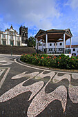 Sao Miguel Island,Azores,Portugal. Ribeira Grande. calcada portuguesa. Igreja Matriz de Nossa Senhora da Estrela