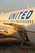 United airlines,Flugzeug,vorbereitetes Flugzeug