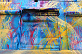 Usa,Florida,Miami, Wynwood district. Streetart. Painted and warped garage doors