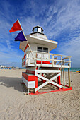 Usa,Florida,Miami. Miami Beach,colored lifeguard hut
