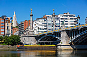 Europe,Belgium,Liege. Meuse River. Angels bridge