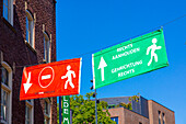 Netherlands,direction of traffic in a pedestrian street