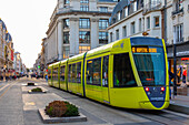 Europe,France,Grand-Est,Reims. Tram in the city center