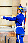 Europe,Scandinavia,Sweden. Stockholm. Gamla Stan district. Royal palace. Swedish guard in blue uniform