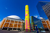 Europa,Skandinavien,Schweden. Stockholm. Stadtteil Johanneshov. Globe-Stadt. Ericsson Globe ist eine Sporthalle, das größte kugelförmige Gebäude der Welt, Bogen. Berg Arkitektkontor AB