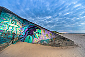 France,Opale Coast,Pas de Calais,SangatteStreet art on bunker. Bleriot-Plage beach