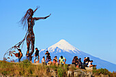 Chile,Lake District,Puerto Varas,Osorno Volcano,people,statue,