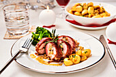 Stuffed pork fillet with gnocchi