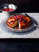 Sponge cake with pomegranate seeds
