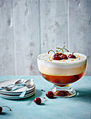 Cherry trifle in a glass