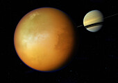 Titan and Saturn, illustration