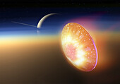 Huygens probe entry into Titan atmosphere, illustration