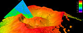 Underwater methane seeps, Vailuluâ€™u Seamount, Pacific Ocean, multibeam sonar map