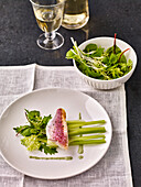 Red mullet on celery with spring salads