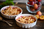 Plum cobbler with almonds