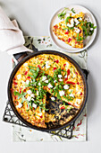 Frittata with courgettes, peppers and feta