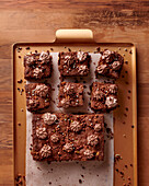 Brownies with chocolate cream and nuts