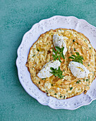 Frittata with brocciu cheese and mint