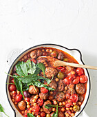 Chickpea stew with lamb meatballs